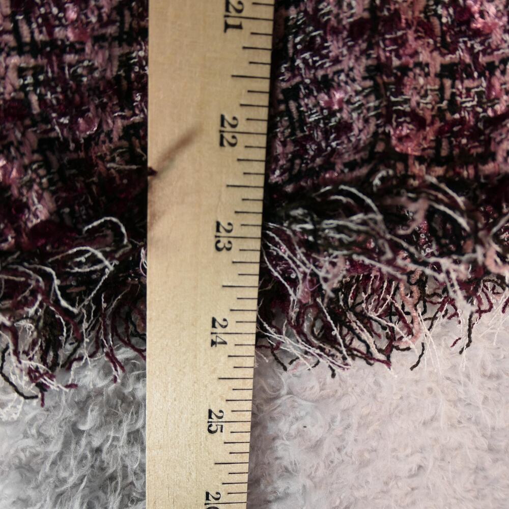 Joanna Plus Blazer Jacket Womens 1X Pink Tweed Fringe Rhinestone Buttons Short - Picture 9 of 12